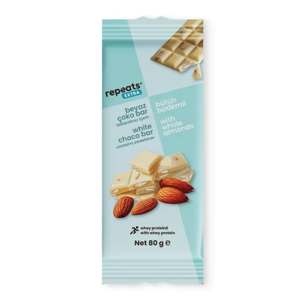 Proteinli Bademli Beyaz Çoko Bar 80gr