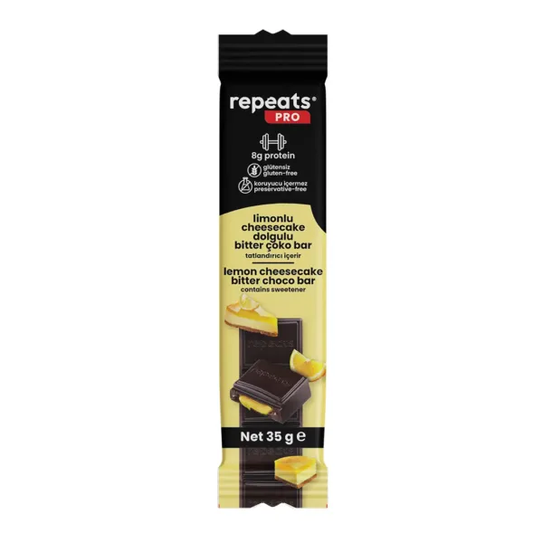Yüksek Proteinli Limonlu Cheesecake Dolgulu Bitter Çoko Bar 35gr
