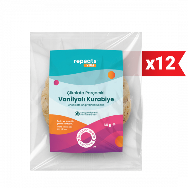 Çikolata Parçacıklı Vanilyalı Kurabiye 60gr X 12 Adet